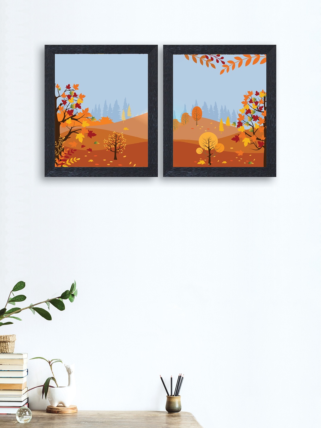 

nest ART Orange & Blue Set of 2 Nature Framed Painting