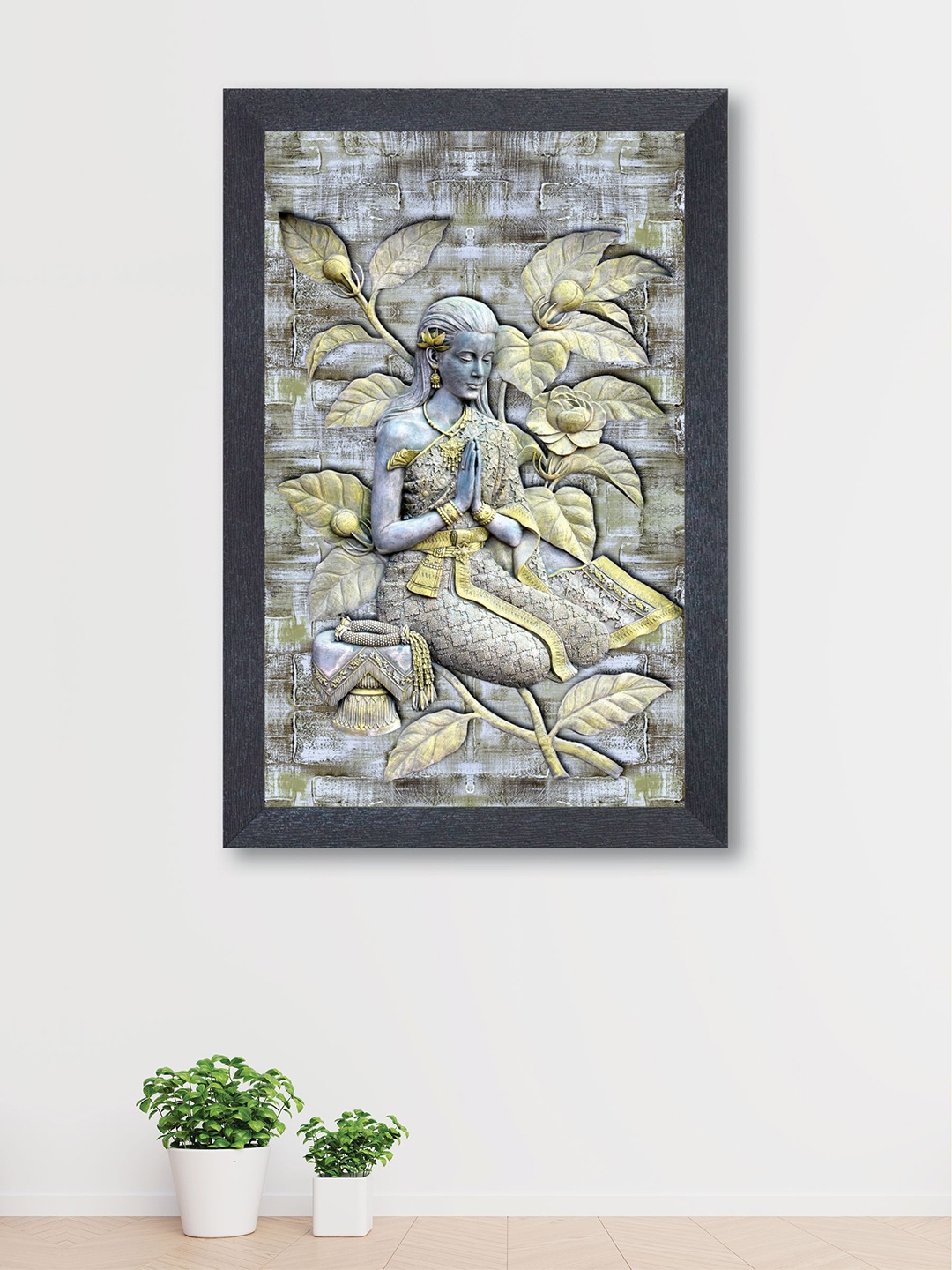 

nest ART Grey & Gold Abstract Praying Lady Wall Art, White