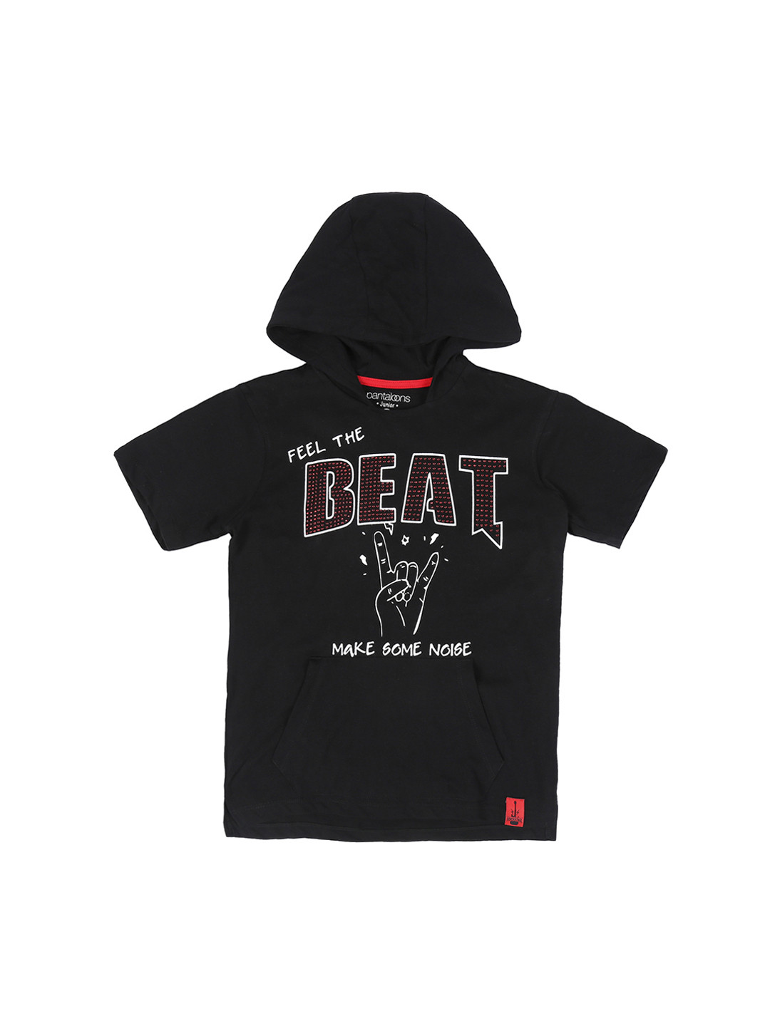 

Pantaloons Junior Boys Black Printed Hood T-shirt