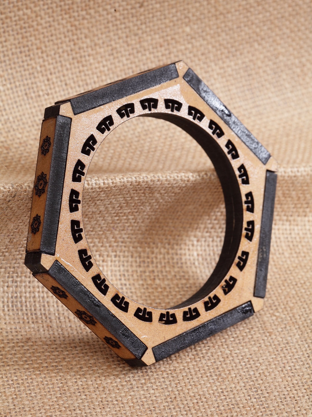 

PANASH Brown & Black Engraved Handcrafted Statement Bangle