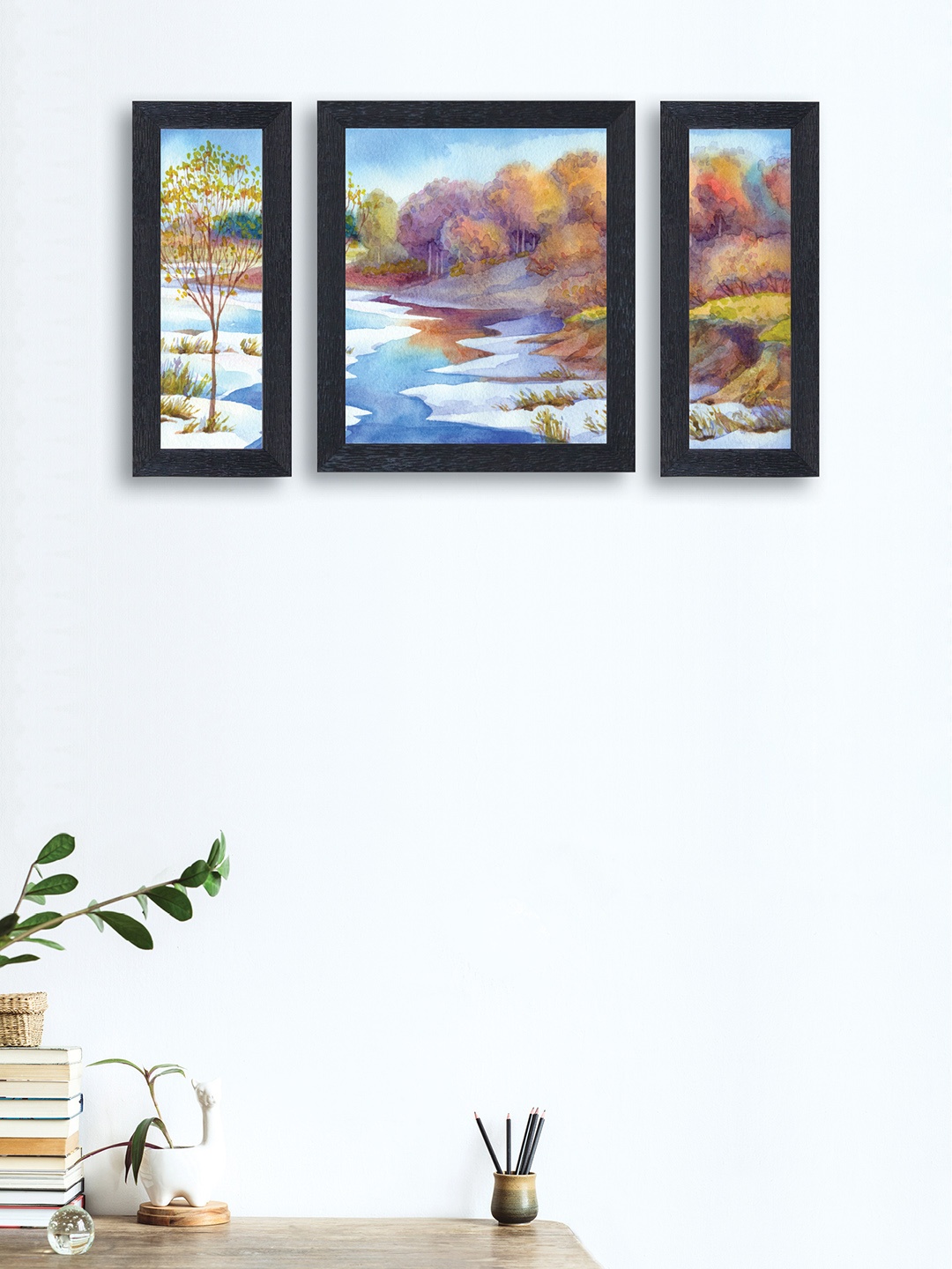 

nest ART Set of 3 Blue & Green Nature Framed Paintings