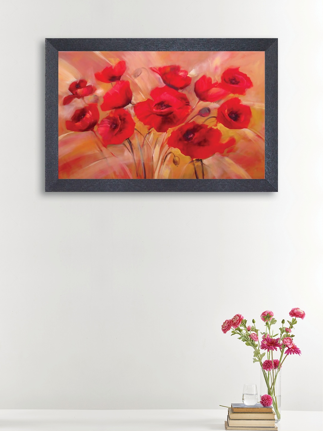 

nest ART Red & Peach-Coloured Abstract Floral Framed Wall Art