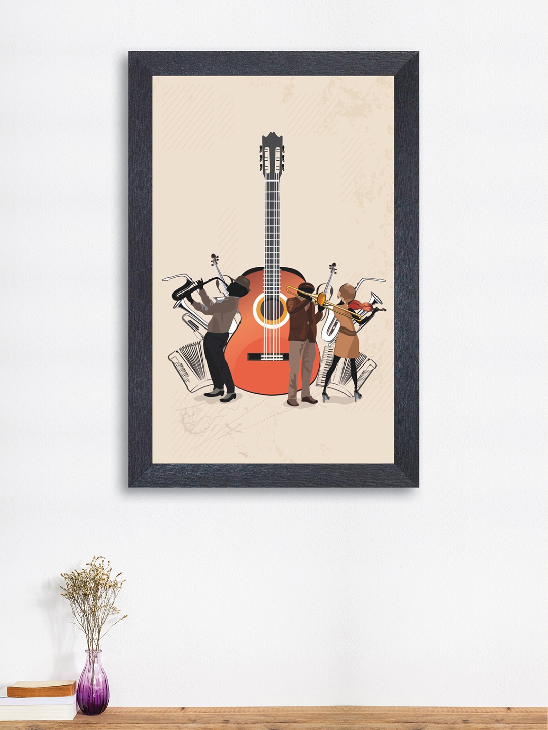 

nest ART Beige and Orange Abstract Framed MUSICAL CONCERT Wood Wall Art