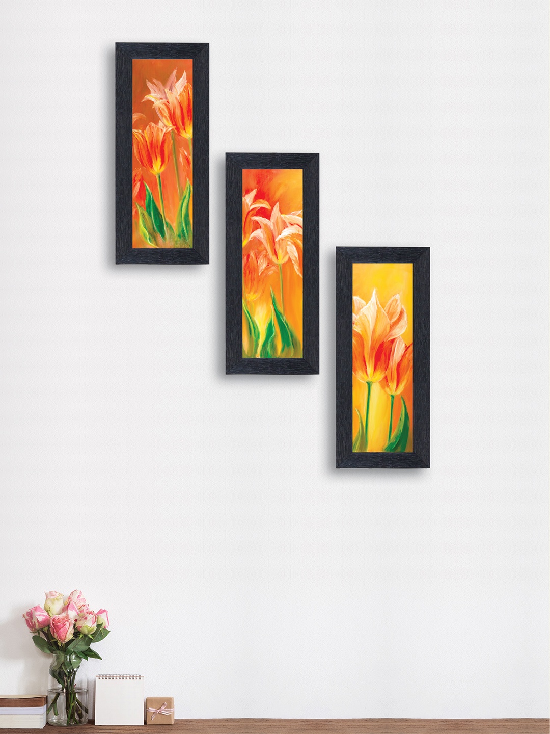 

nest ART Set of 3 Yellow & Orange Floral Framed Painting