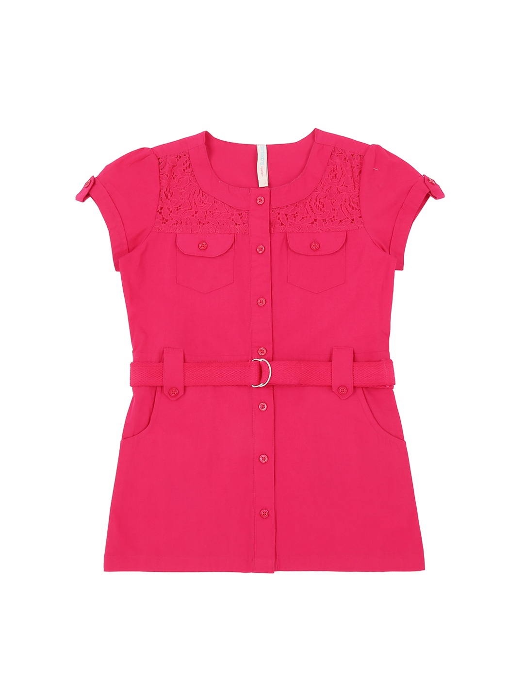 

Pantaloons Junior Girls Pink Solid Shirt Style Pure Cotton Top