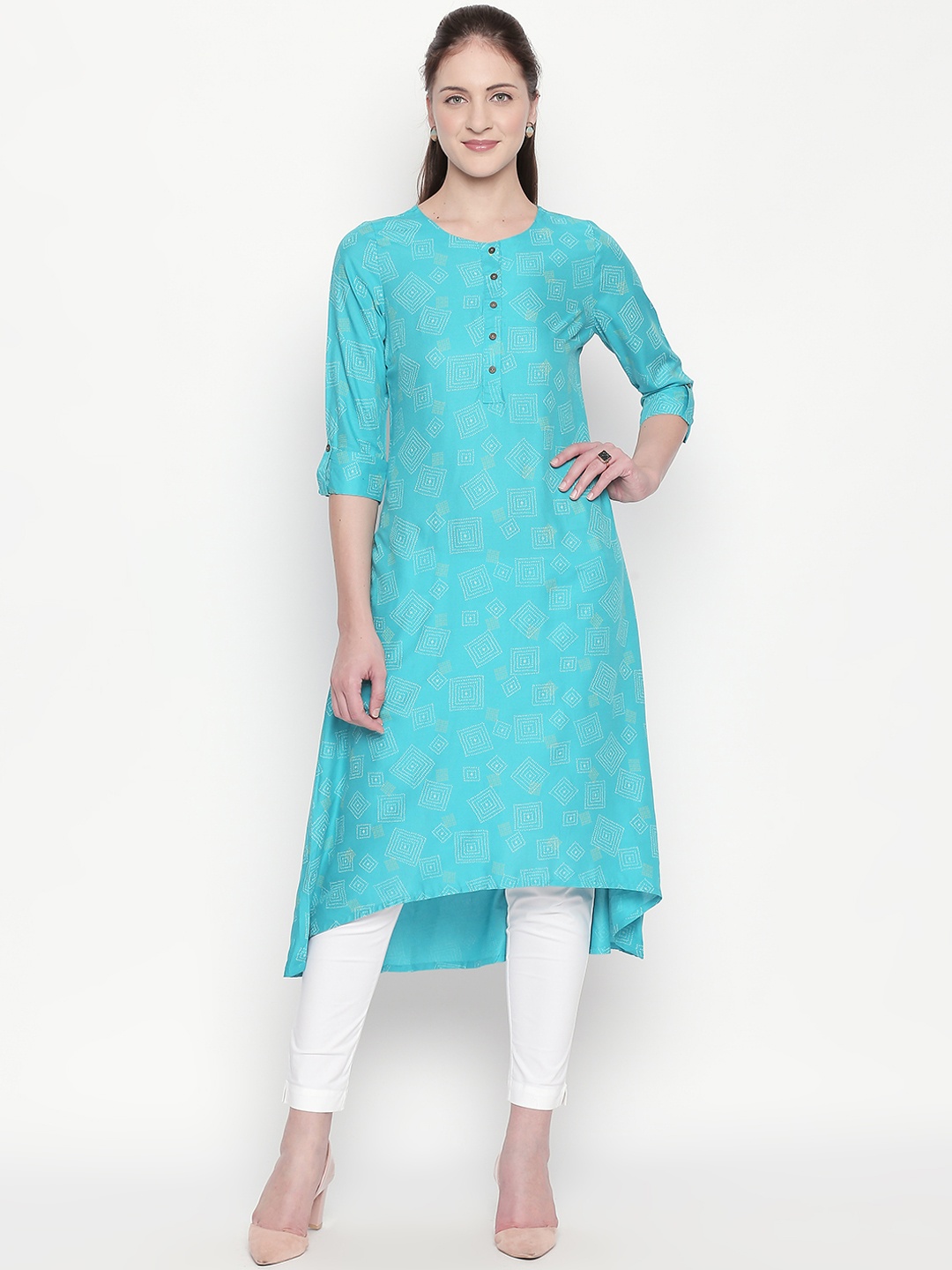 

RANGMANCH BY PANTALOONS Women Blue Printed A-Line Kurta