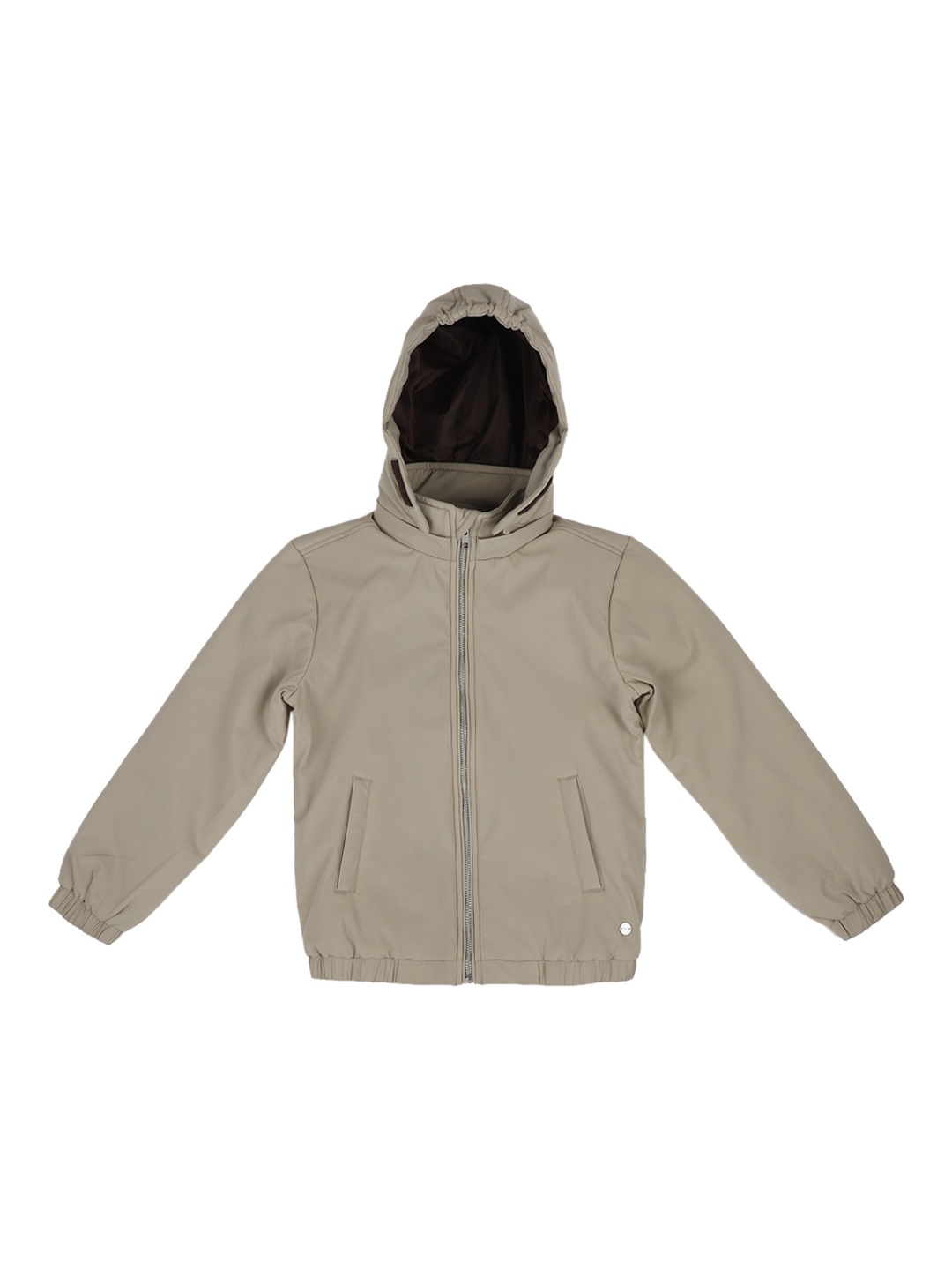 Allen Solly Junior Girls Solid Padded Hooded Jacket, Beige