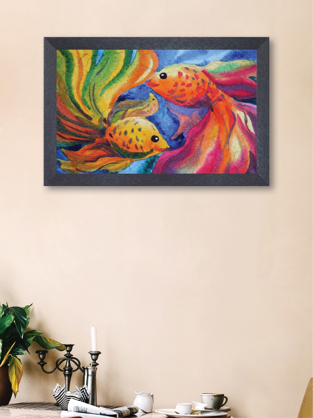 

nest ART Multicoloured Fish Framed Painting, Yellow