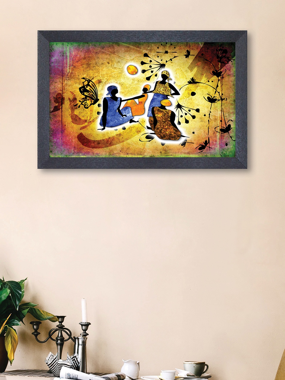 

nest ART Yellow and Blue Abstract Synthetic Wood Wall Art