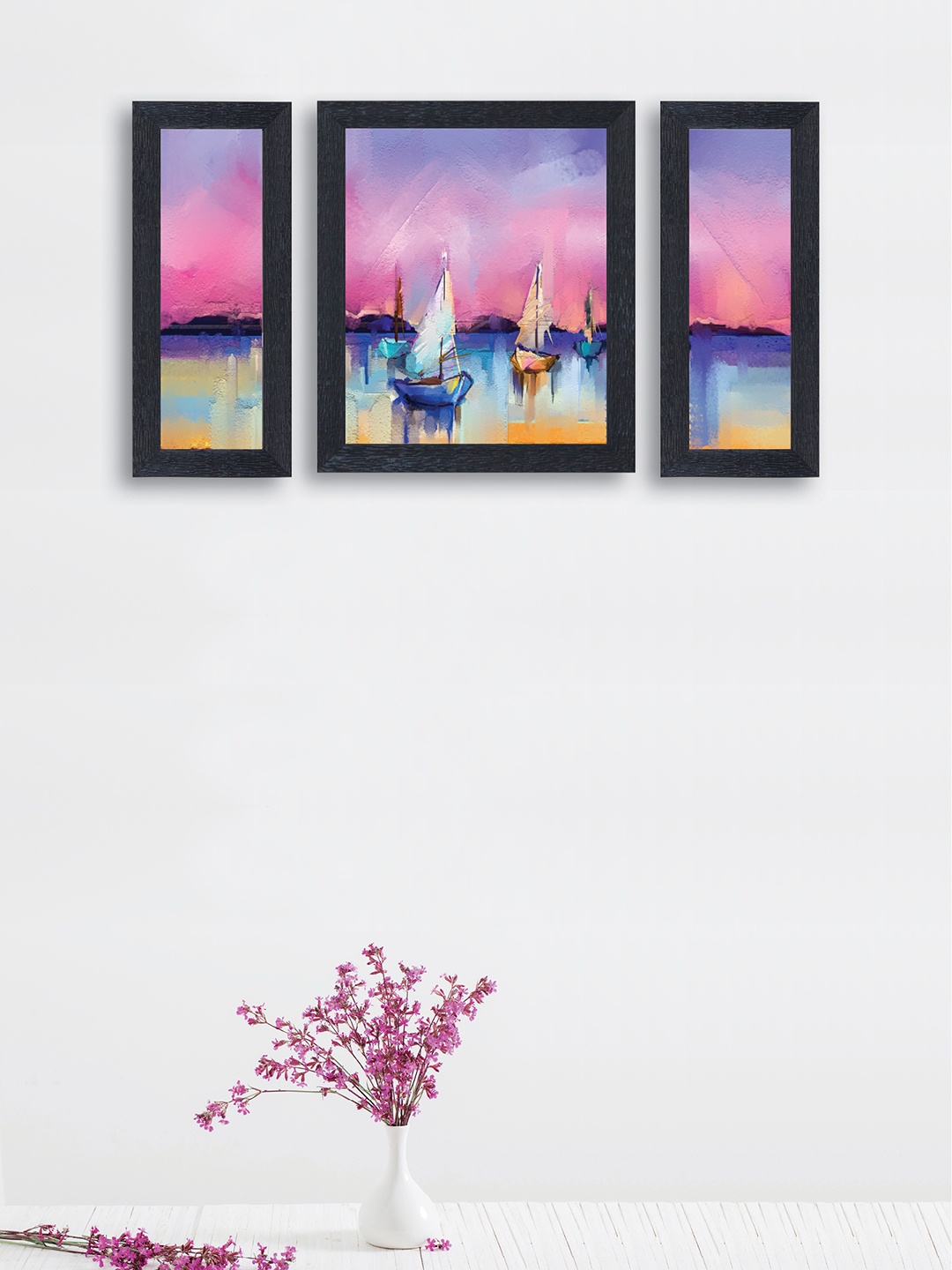

nest ART Set of 3 Purple & Pink Framed Paintings