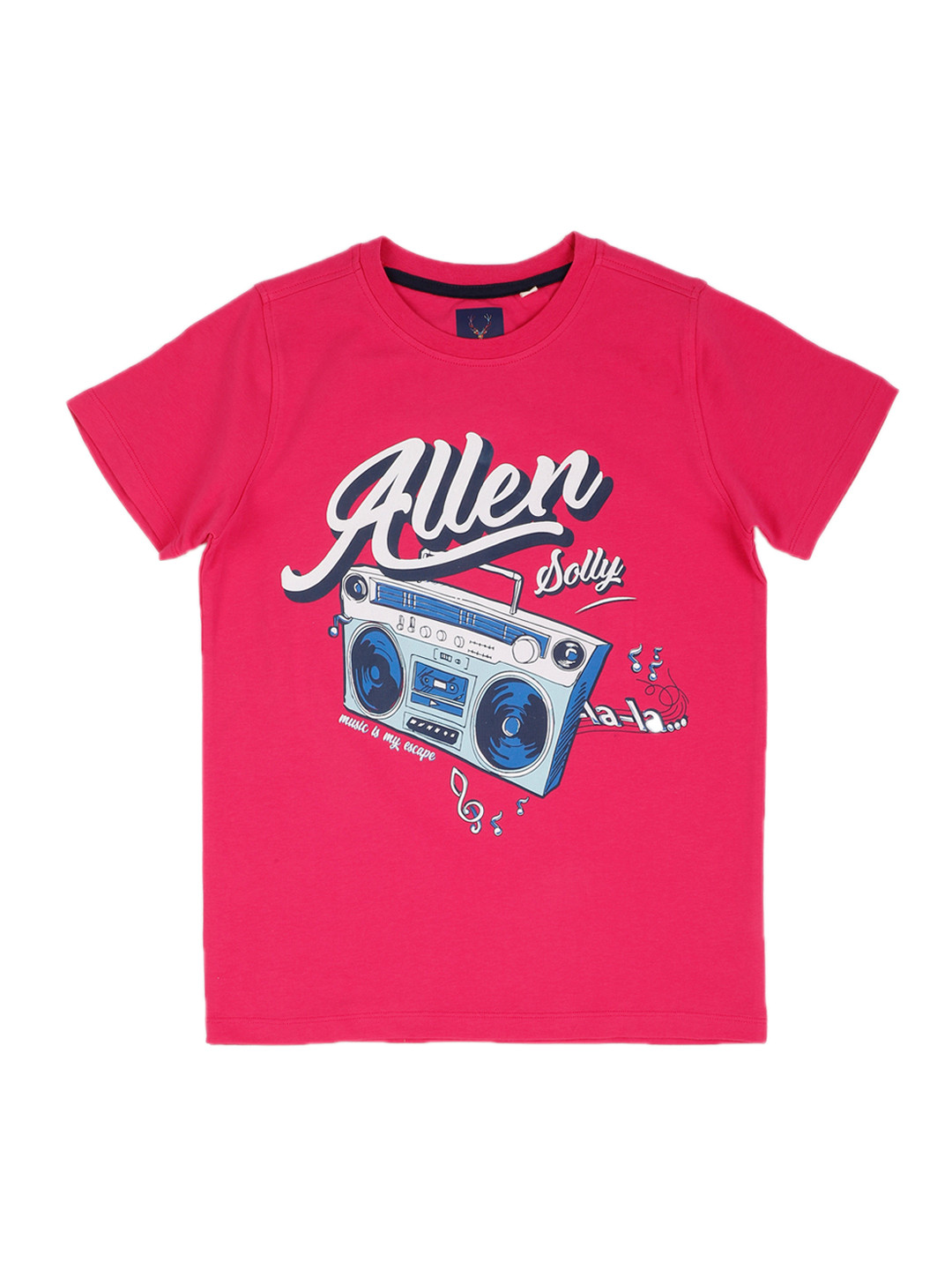 

Allen Solly Junior Boys Pink Printed Round Neck Pure Cotton T-shirt