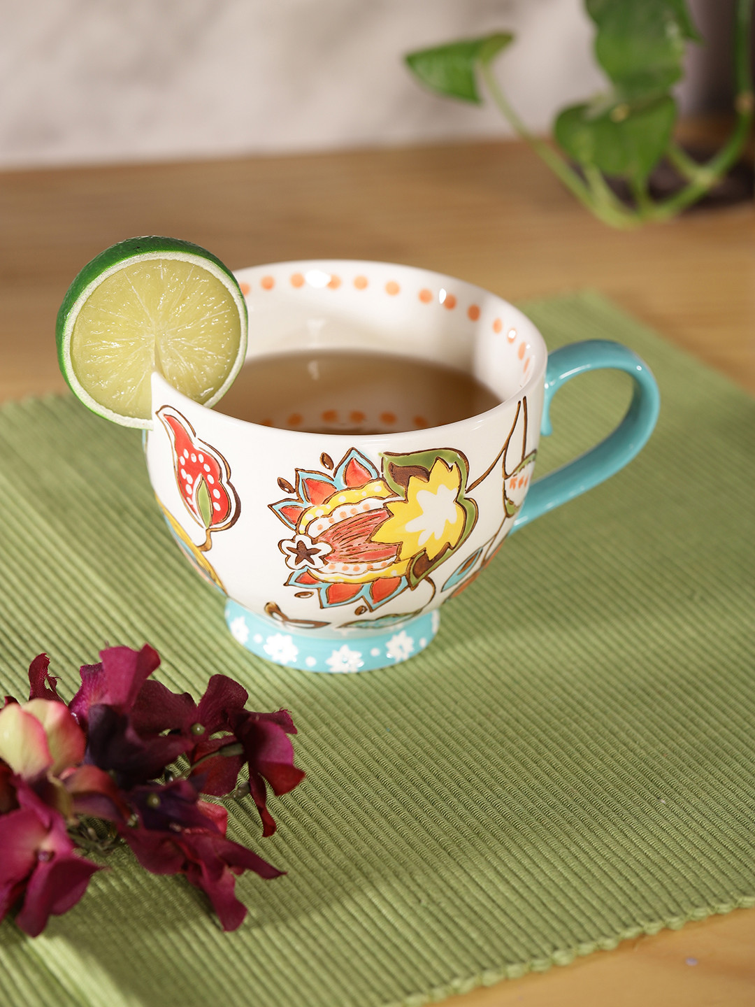 

Chumbak White & Blue Hand-Painted Ceramic Cup