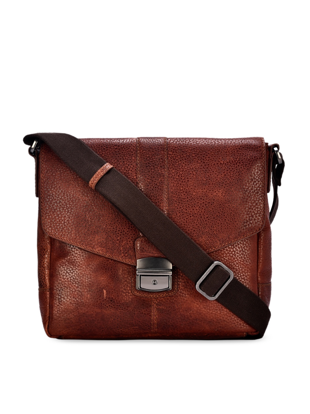

Eske Men Brown Solid Leather Messenger Bag