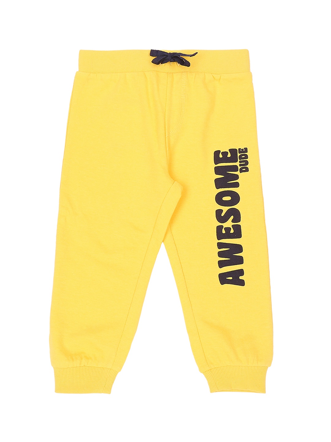 

Pantaloons Infant Boys Yellow & Black Solid Cotton Joggers