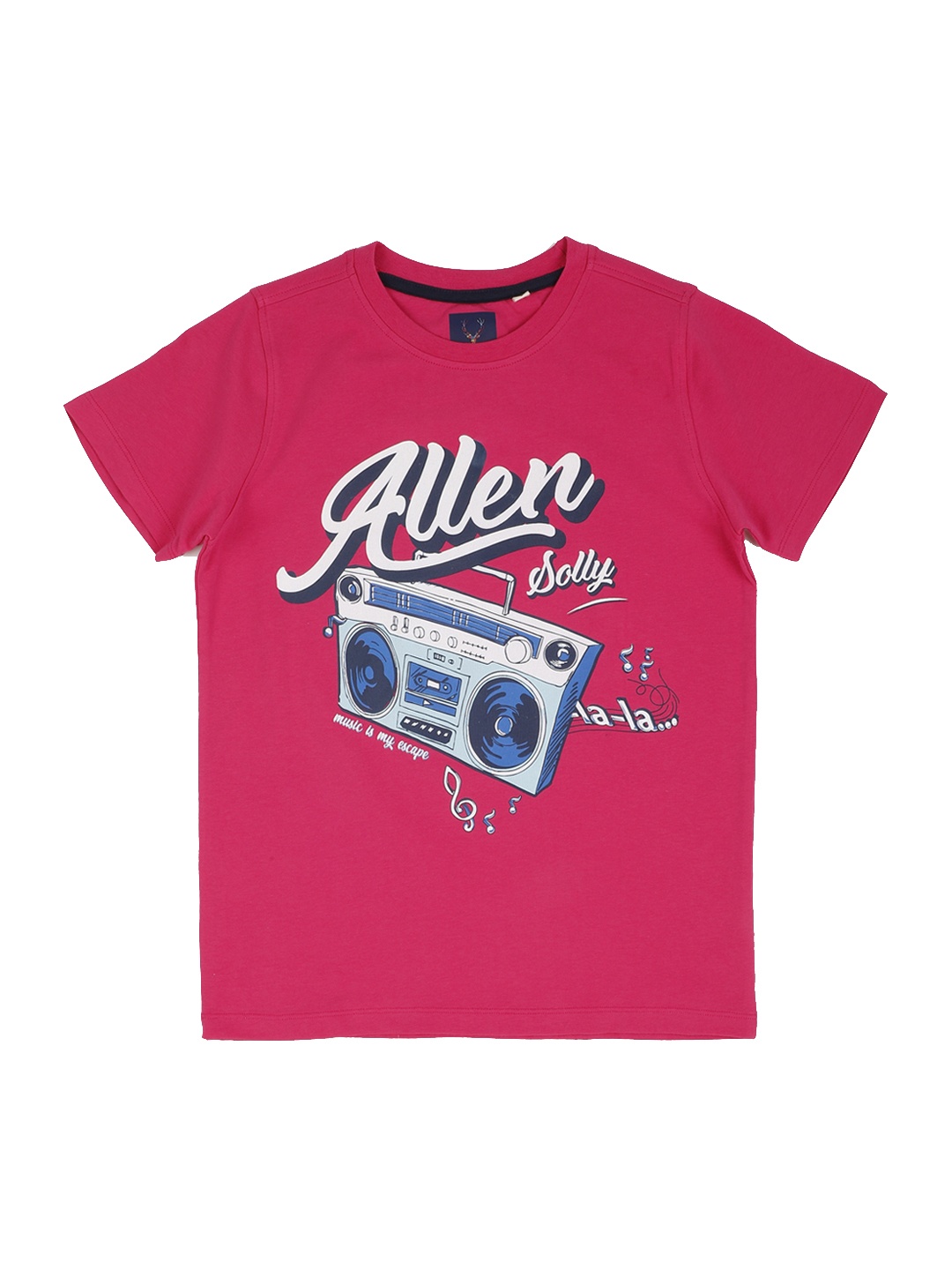 

Allen Solly Junior Boys Pink Printed Round Neck Pure Cotton T-shirt