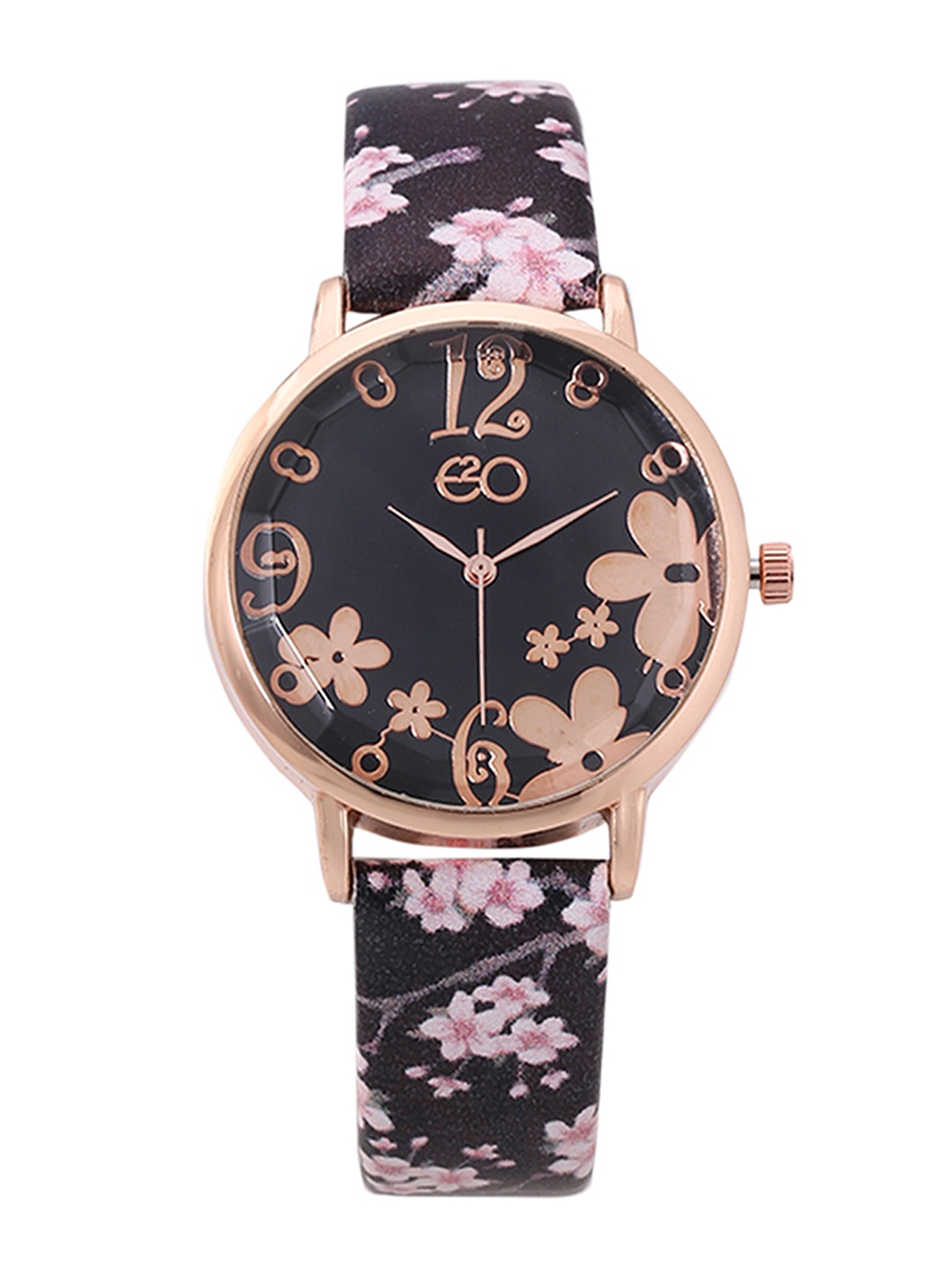 

E2O Women Black Analogue Leather Watch 5661BLACK