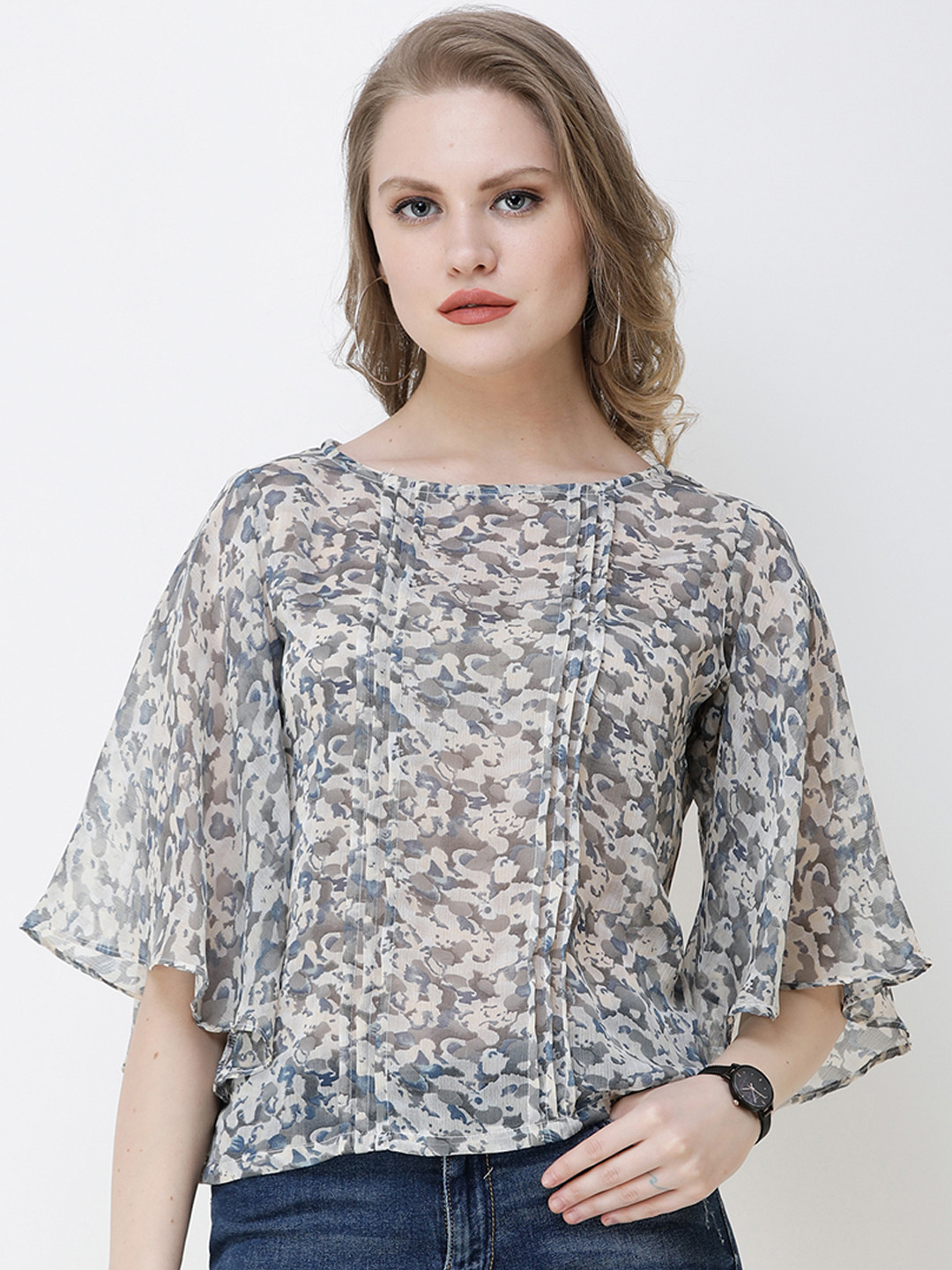 

SCORPIUS Women Grey Printed Top
