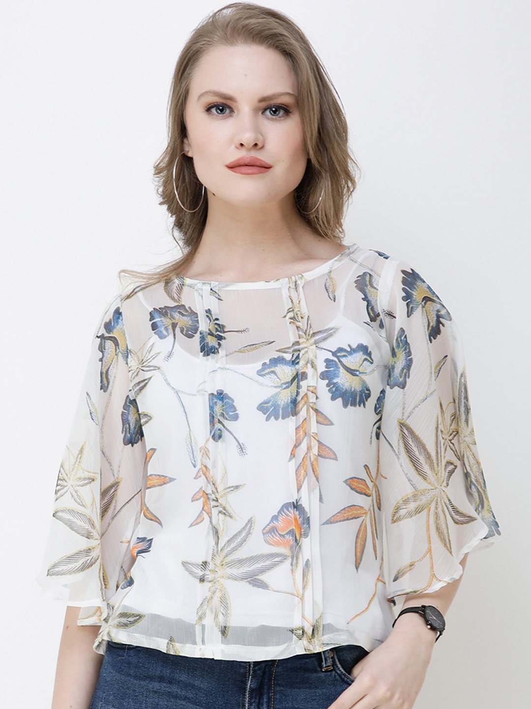

SCORPIUS Women White Printed Top