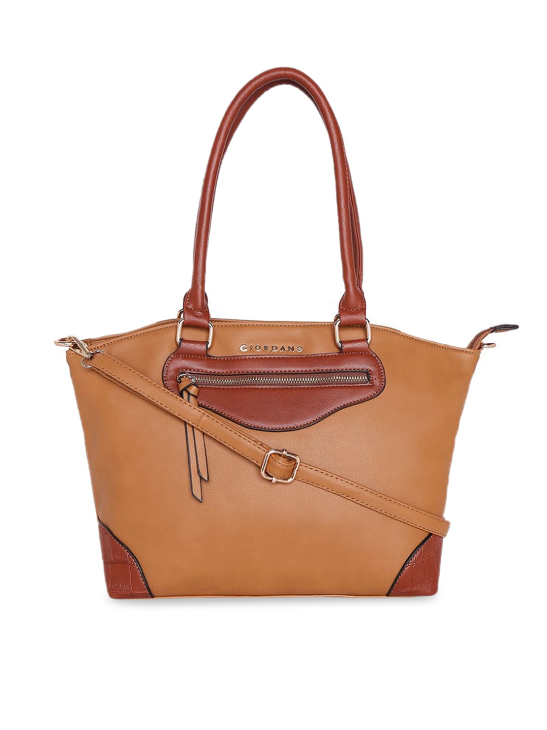 

GIORDANO Brown Colourblocked Handheld Bag