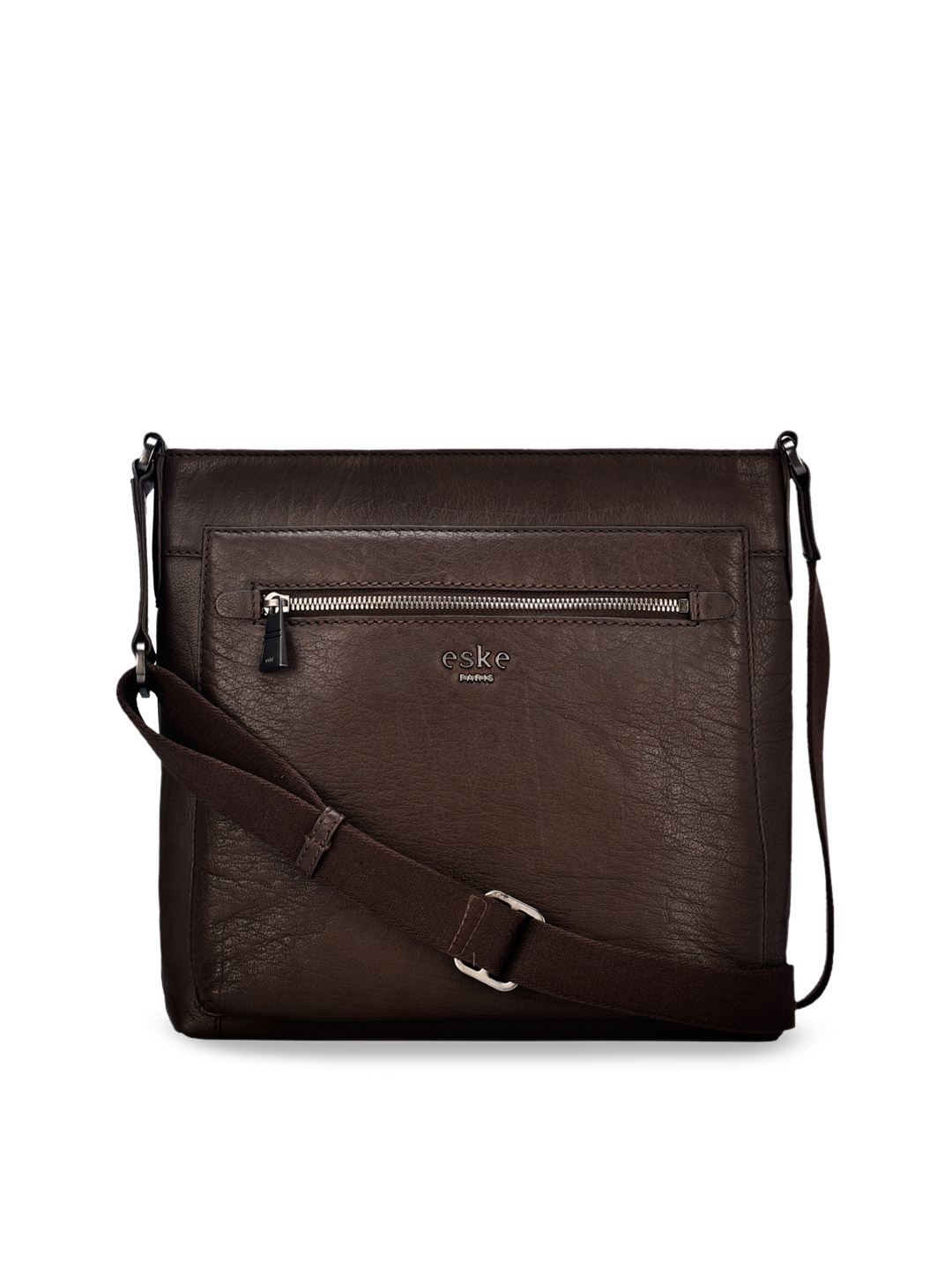 

Eske Men Brown Solid Leather Sling Bag