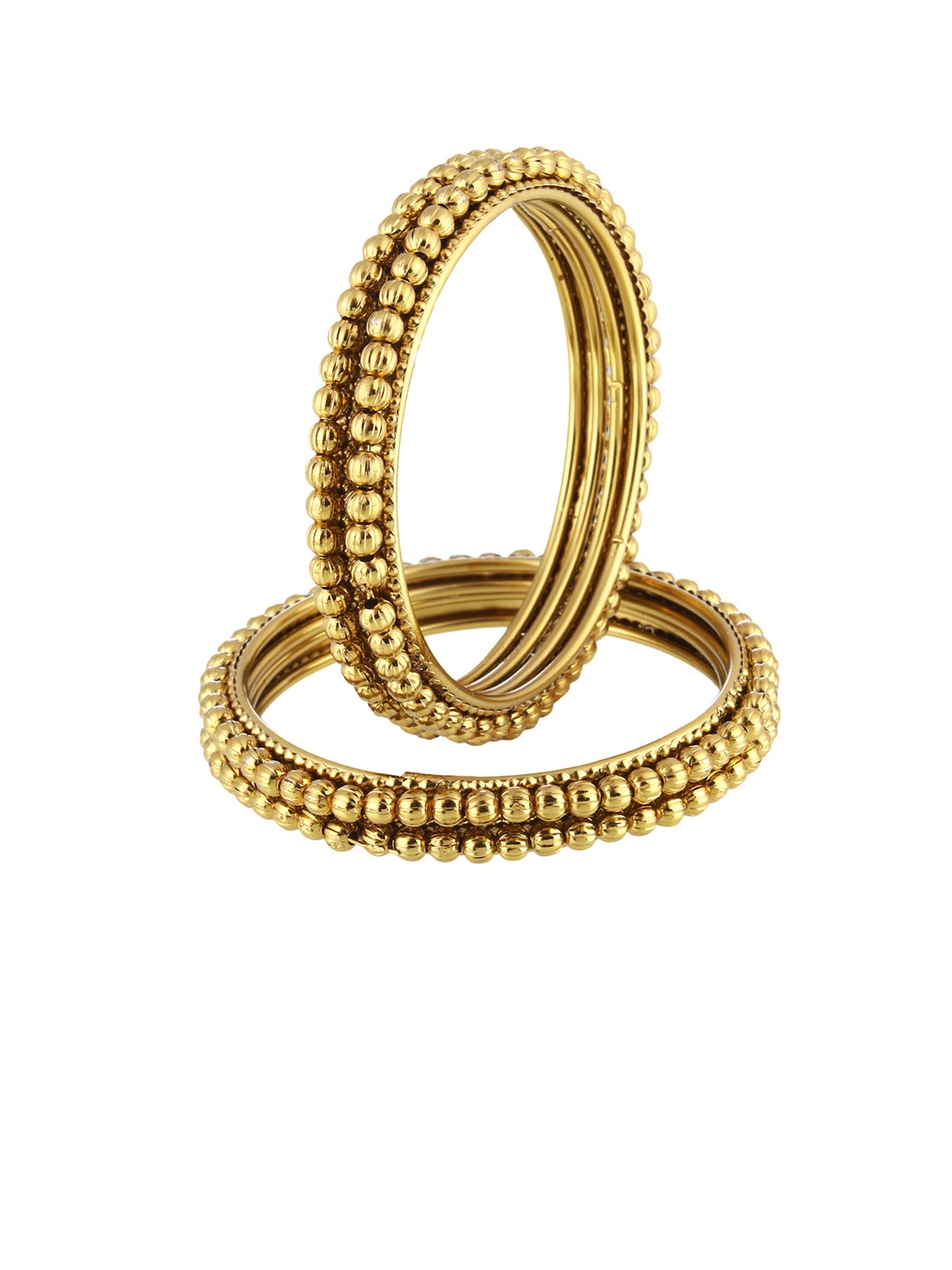 

Adwitiya Set of 4 Handcrafted Gold-Plated Beaded Designed Bangles