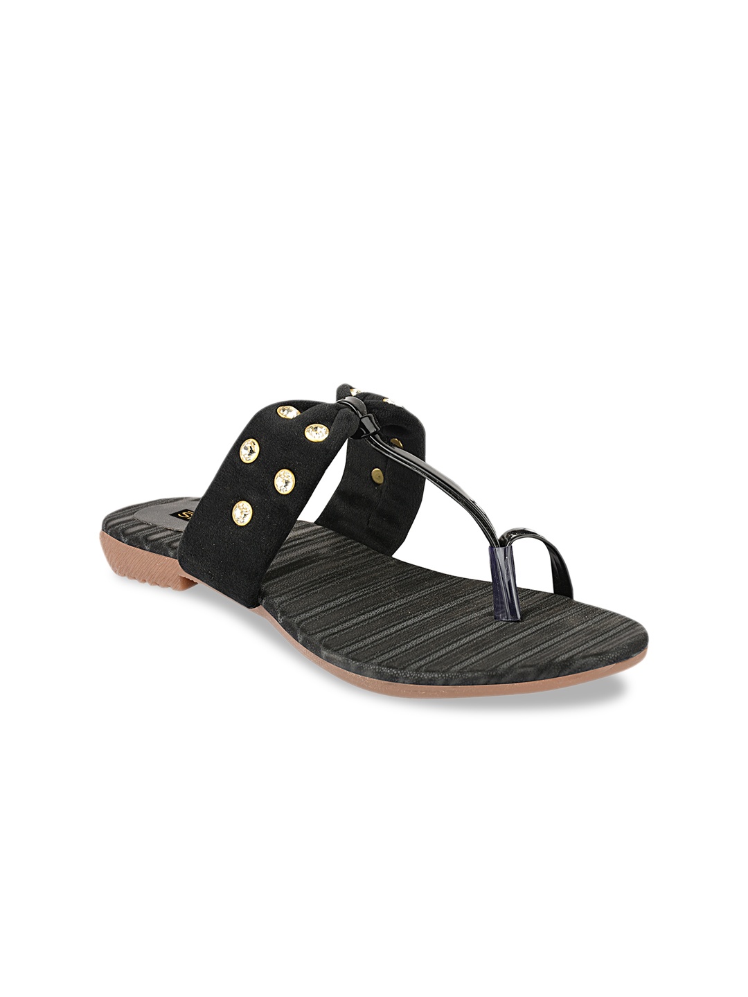 

Shoetopia Women Black Solid One Toe Flats