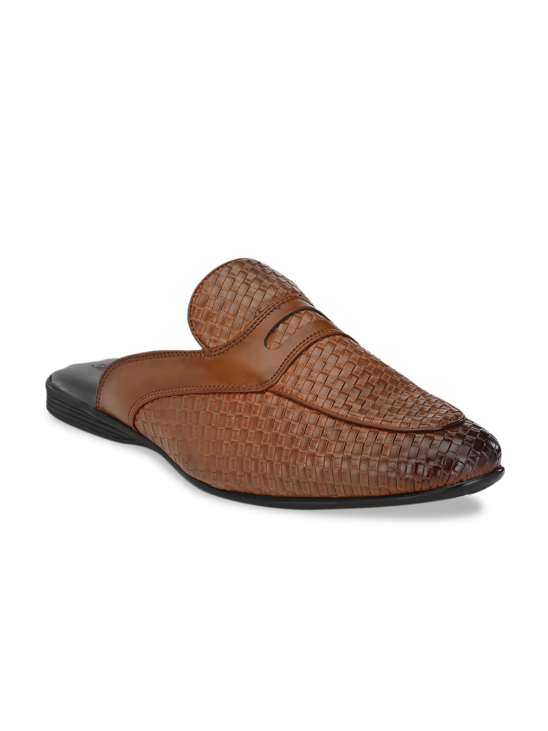 

San Frissco Men Tan Brown Textured Mules