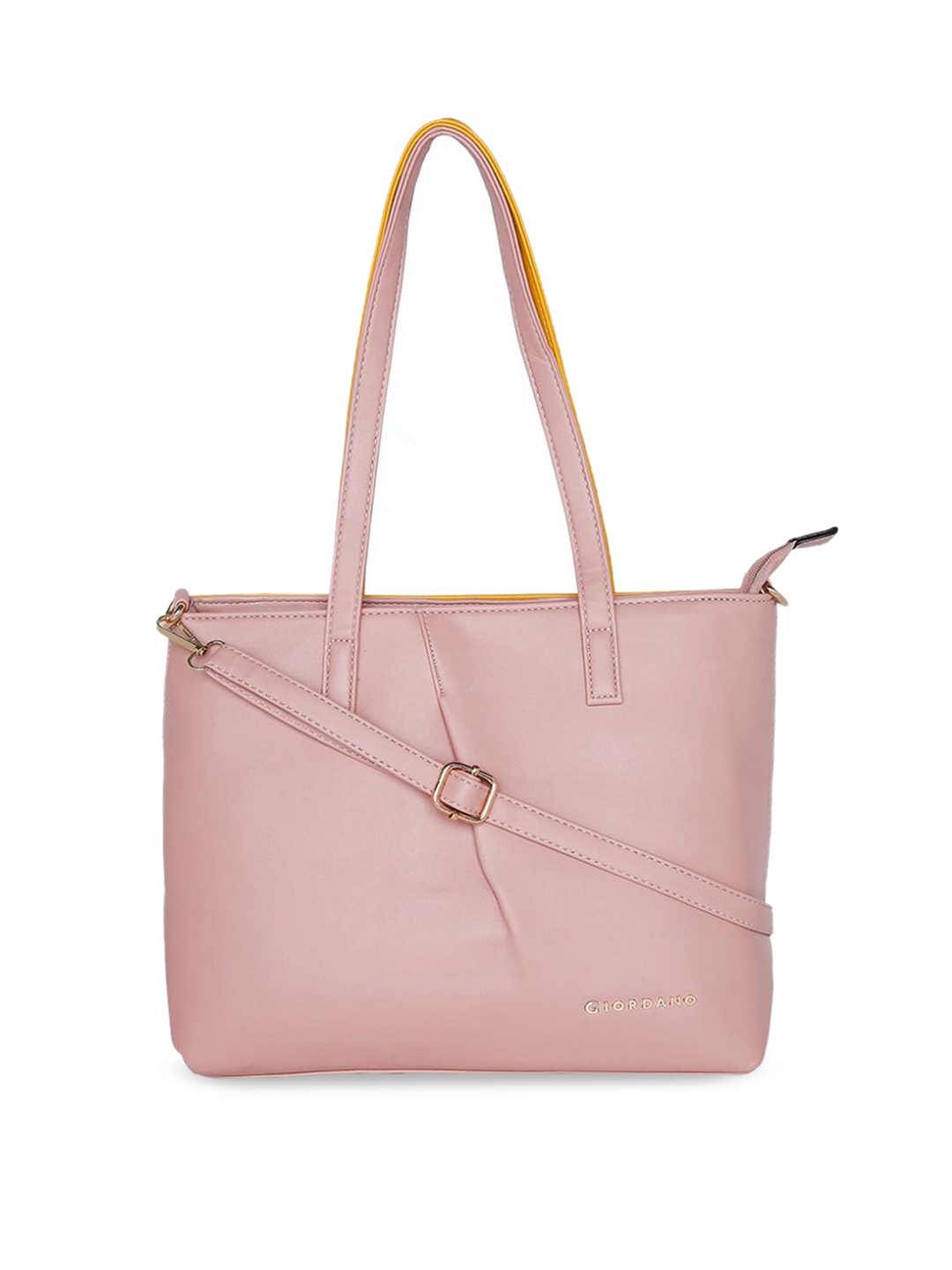

GIORDANO Pink & Yellow Solid Handheld Bag