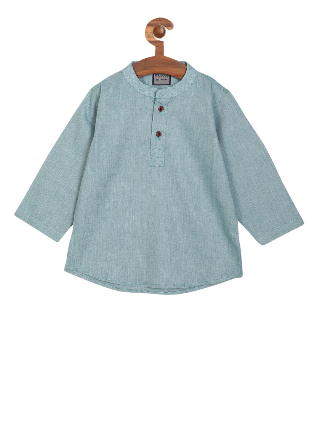 

RIKIDOOS Boys Green Solid Straight Kurta