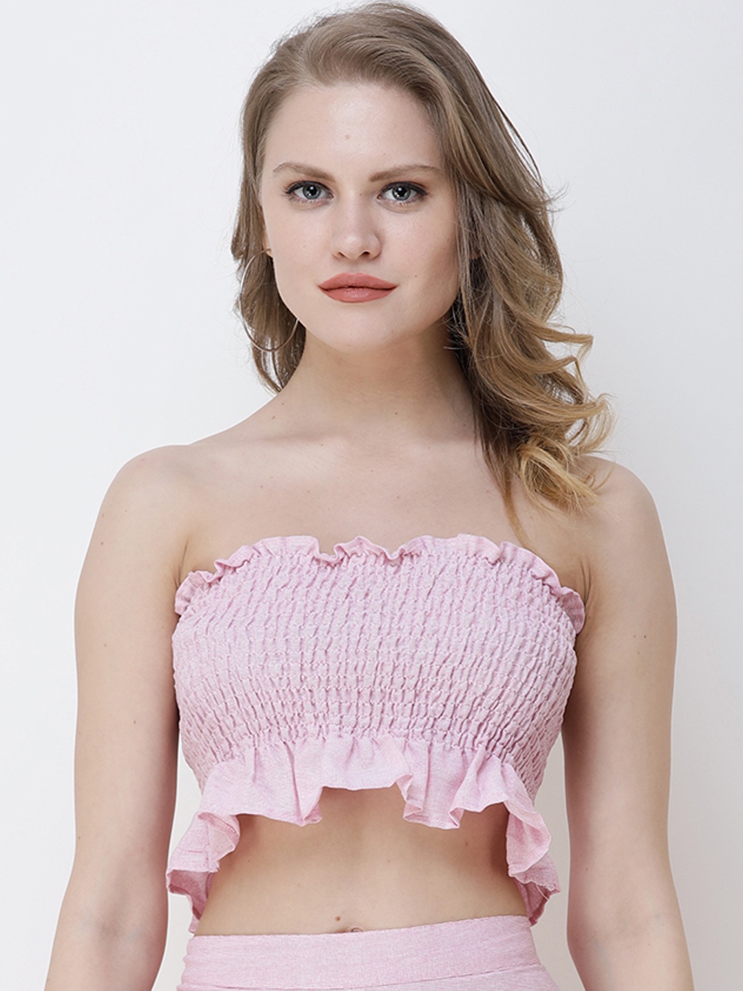 

SCORPIUS Women Pink Smocked Tube Top