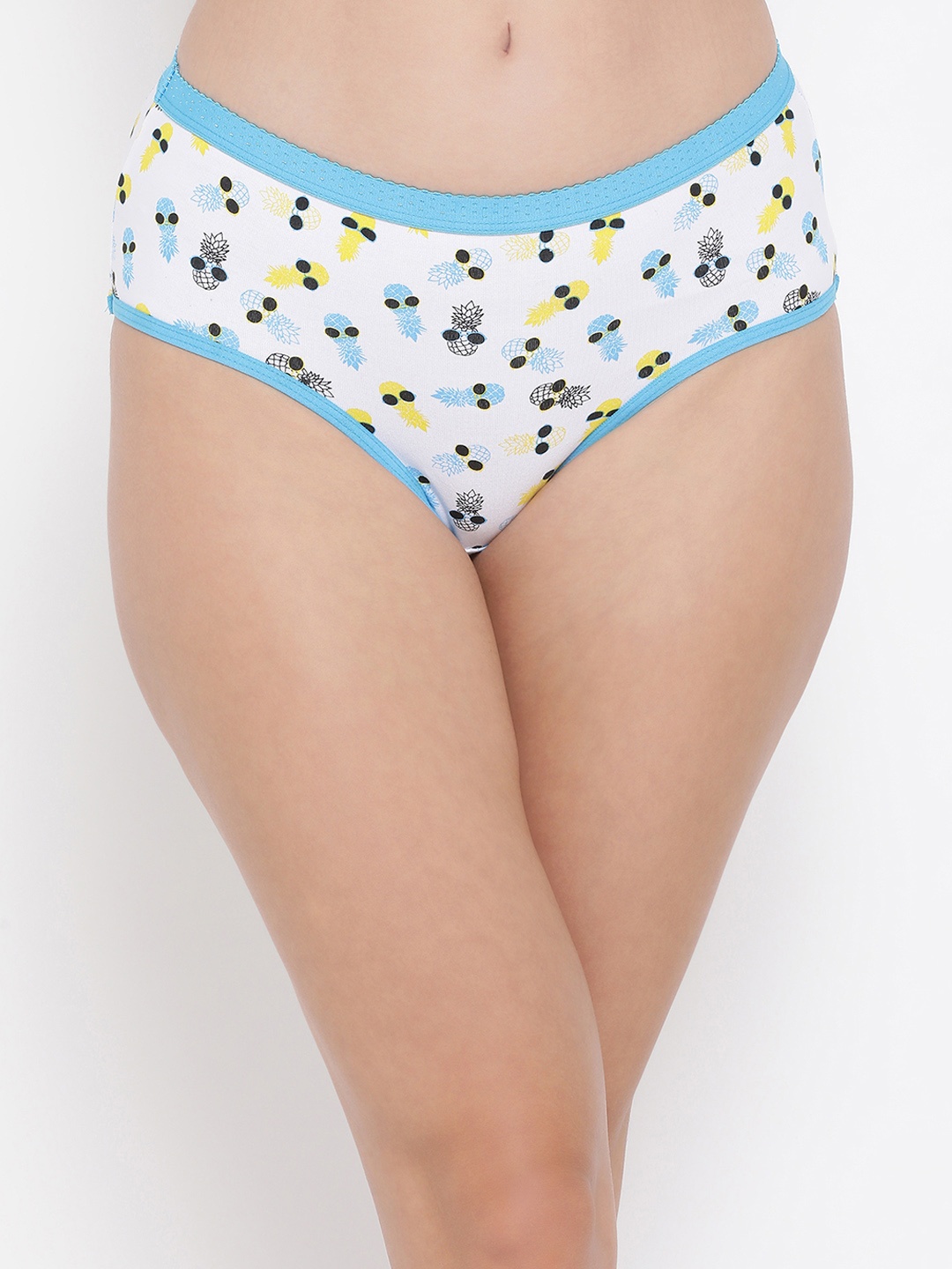 

Clovia Women White & Blue Printed Mid-Rise Hipster Briefs PN3372A18