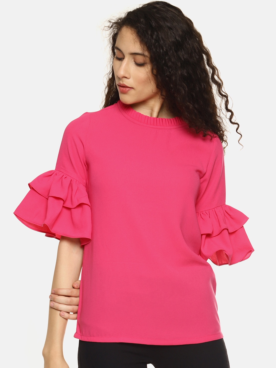 

AARA Women Pink Solid Top