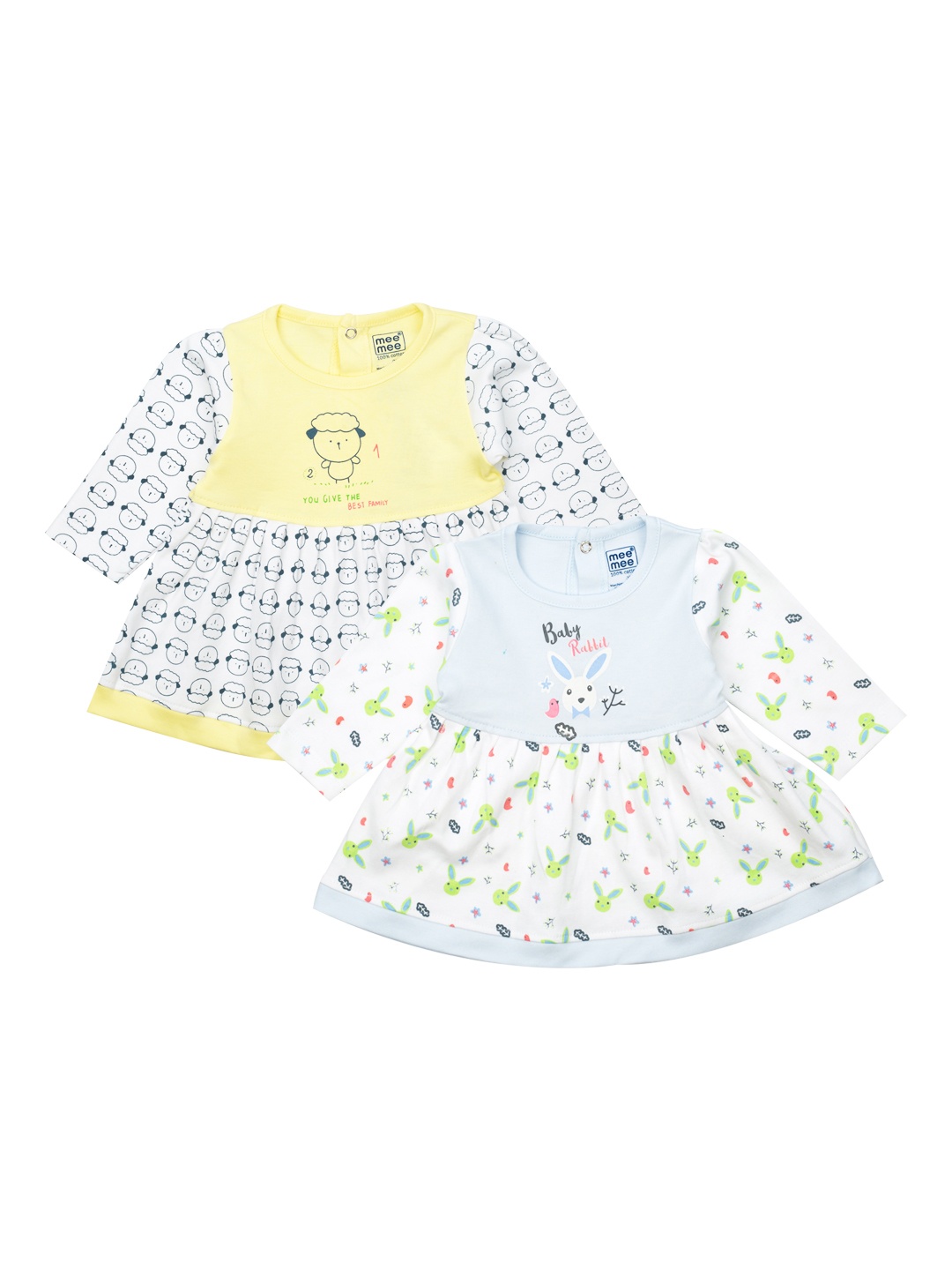 

MeeMee Infant Girls Pack of 2 Printed Fit and Flare Dresses, Yellow
