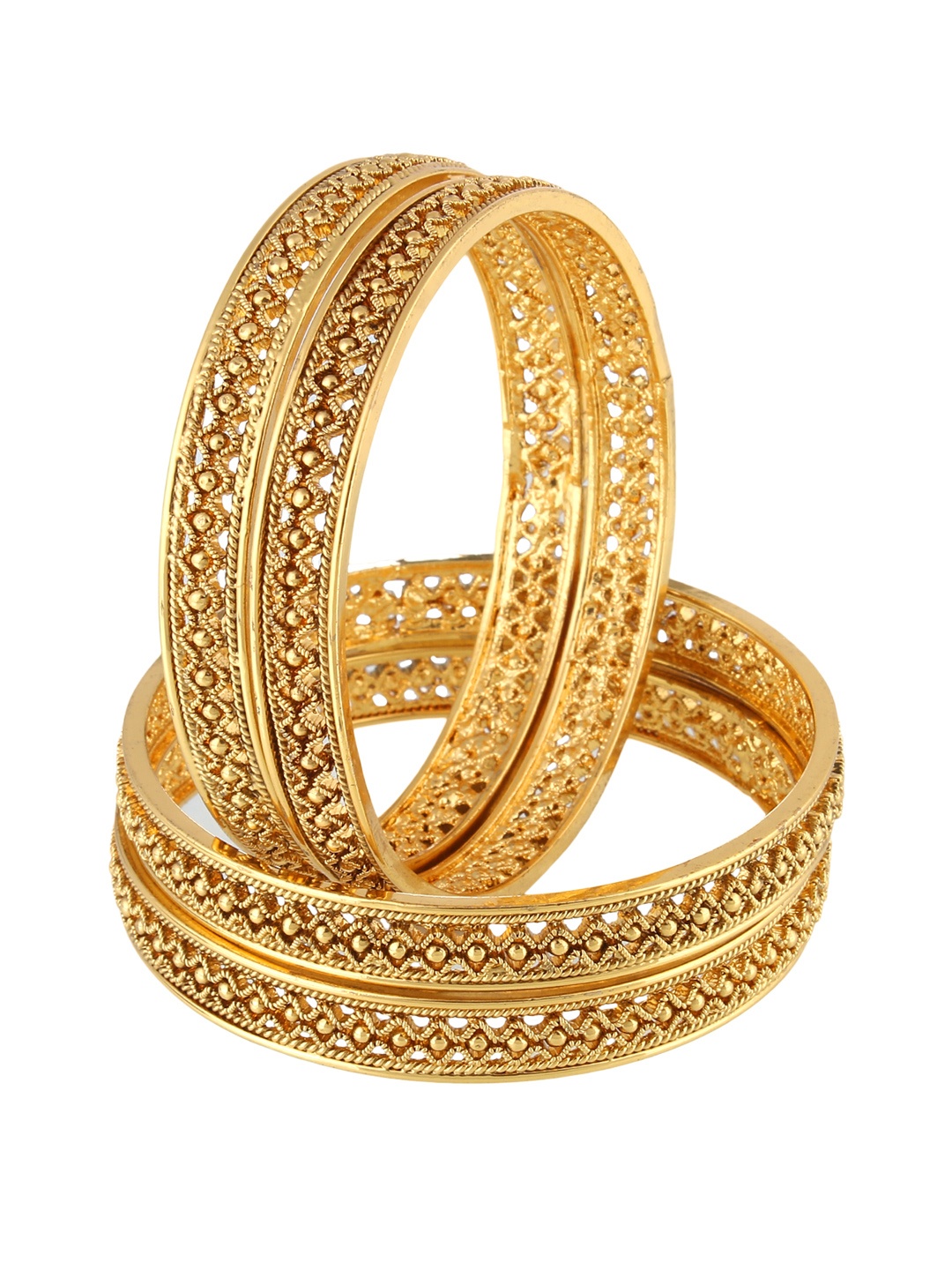 

Adwitiya Collection Women Set of 4 24 kt Gold-Plated Handcrafted Bangles