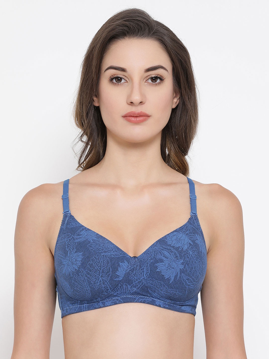 

Clovia Blue Printed Non-Wired Lightly Padded T-shirt Bra BR1277G0832B