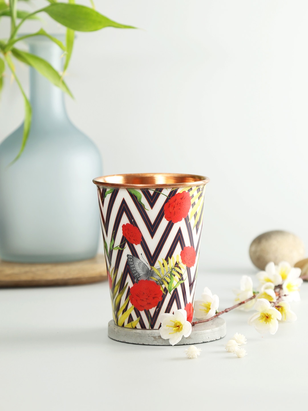 

India Circus by Krsnaa Mehta White & Black Set of 2 Printed Copper Glass 400 ml