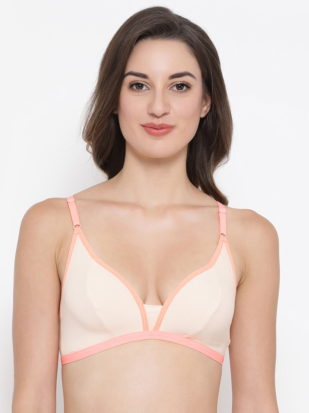 

Clovia Orange & Cream-Coloured Non-Wired Non Padded Bra BR0856A1632B