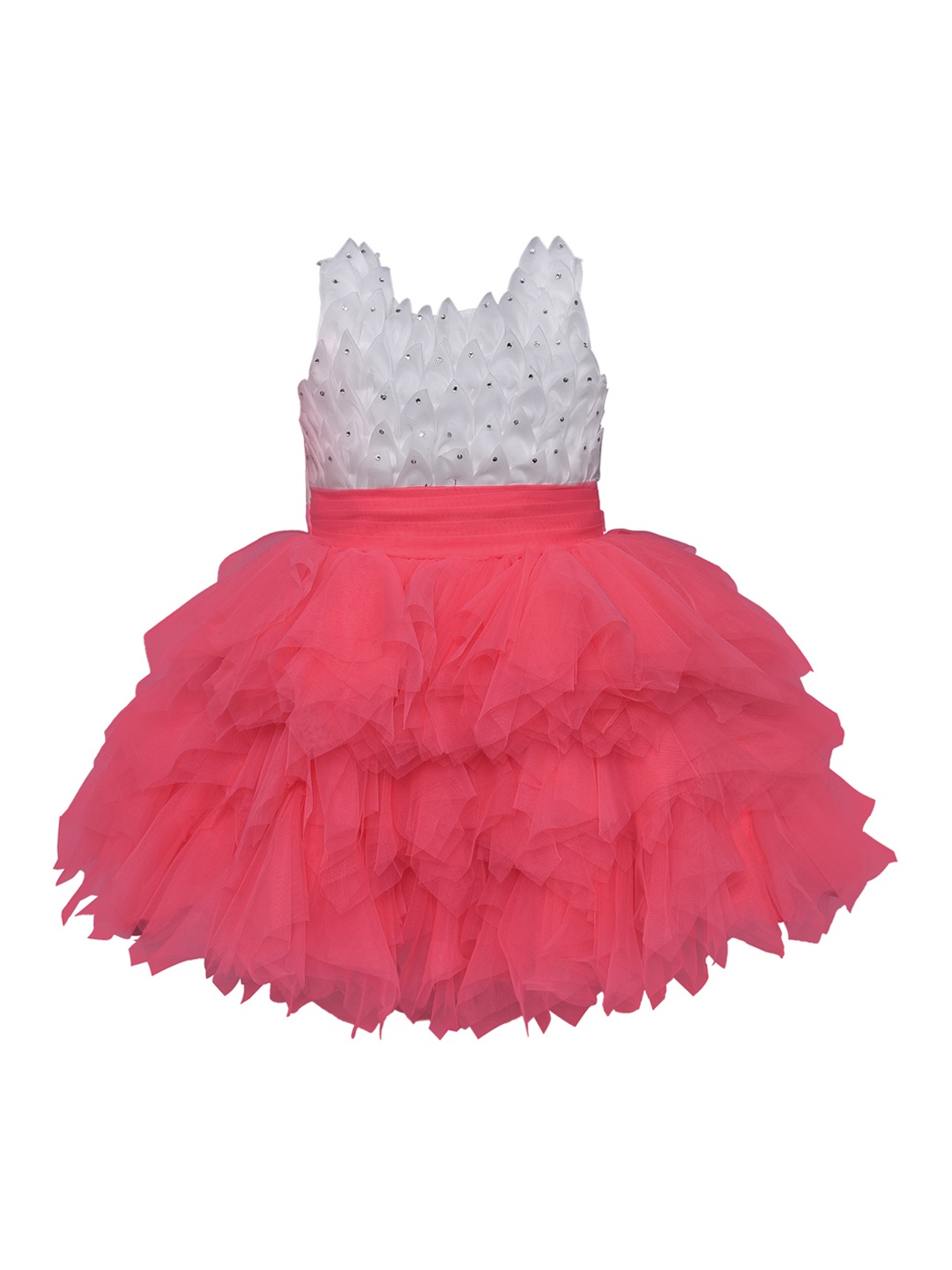 

Wish Karo Girls Colourblocked White Fit and Flare Dress