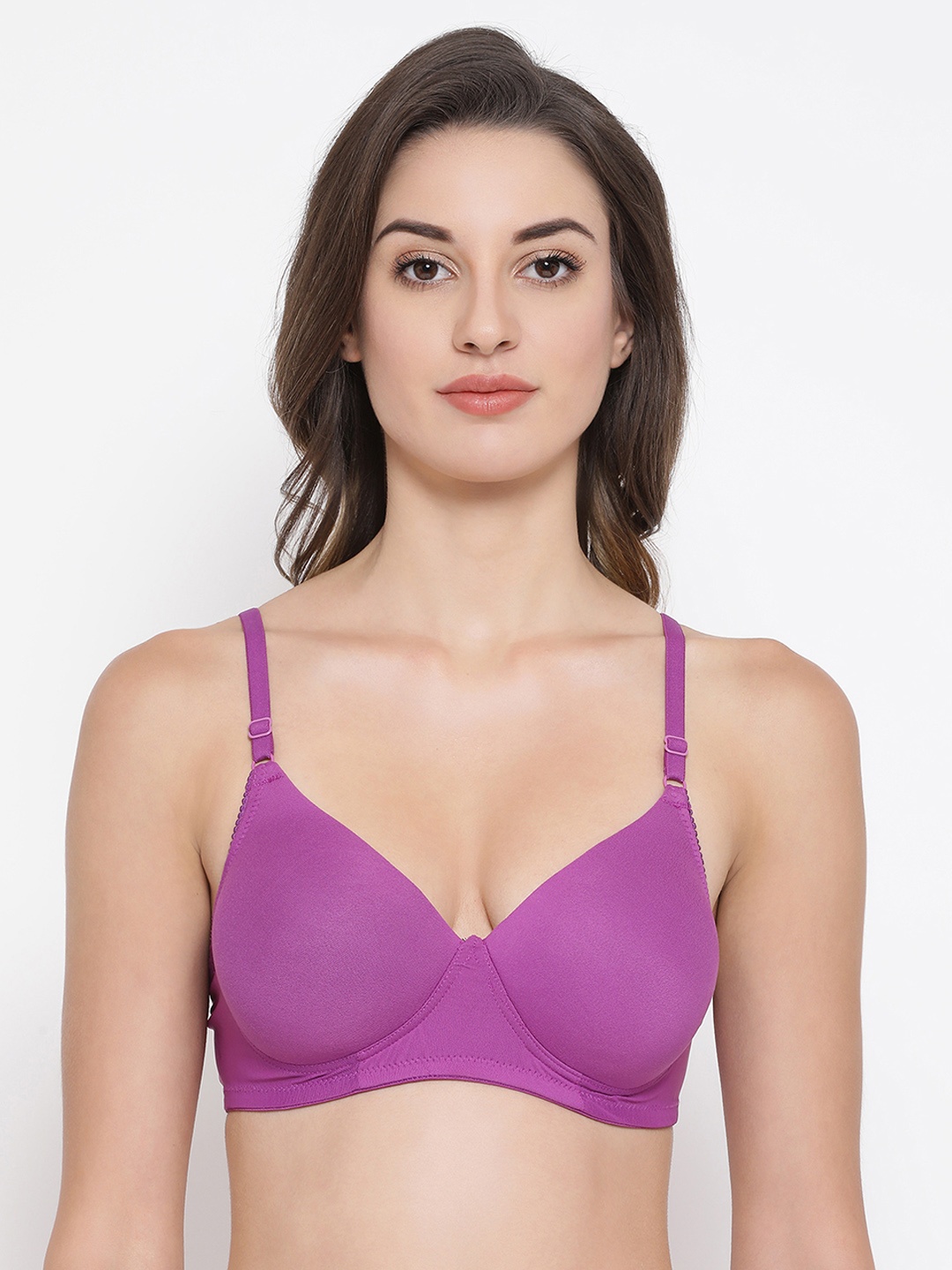 

Clovia Purple Solid Non-Wired Lightly Padded T-shirt Bra BR1737P15