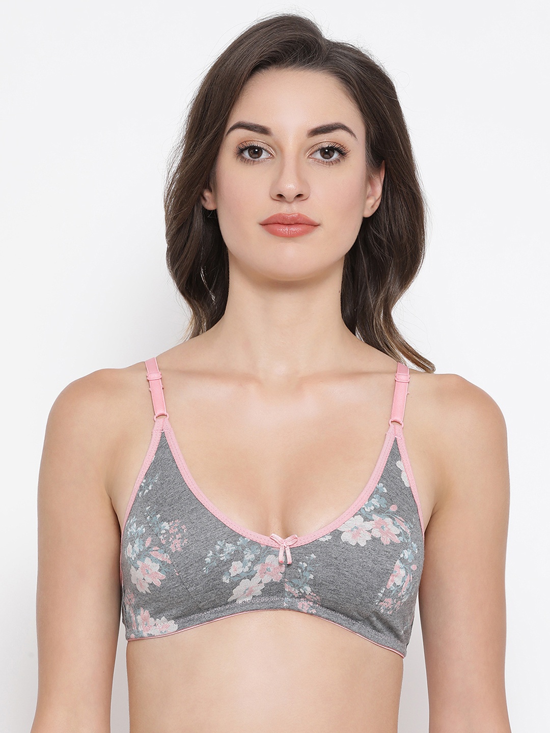 Clovia Grey Printed Non-Wired Non Padded Everyday Bra BR1819P0532B