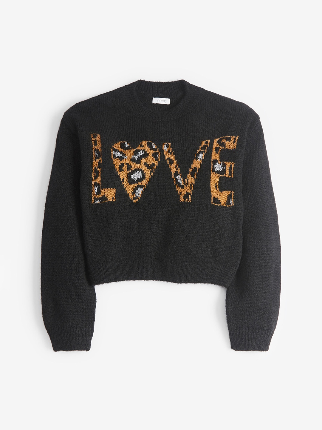 

next Girls Black & Brown Printed Sweater