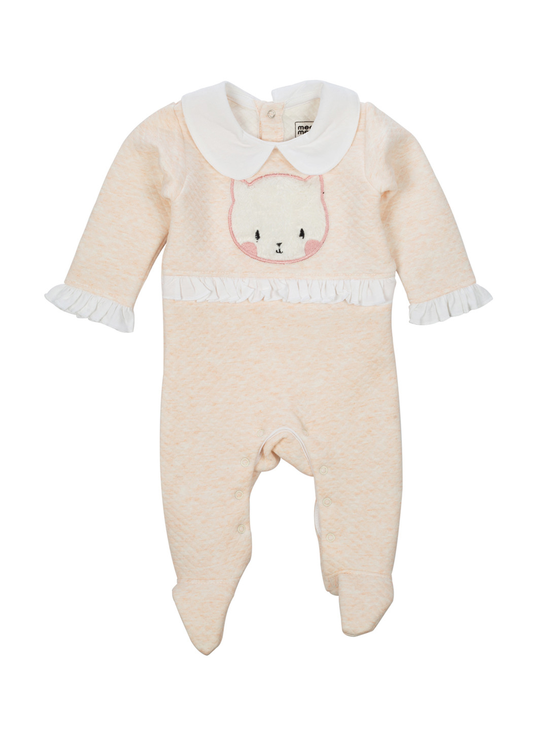 

MeeMee Infants Beige & White Applique Work Rompers