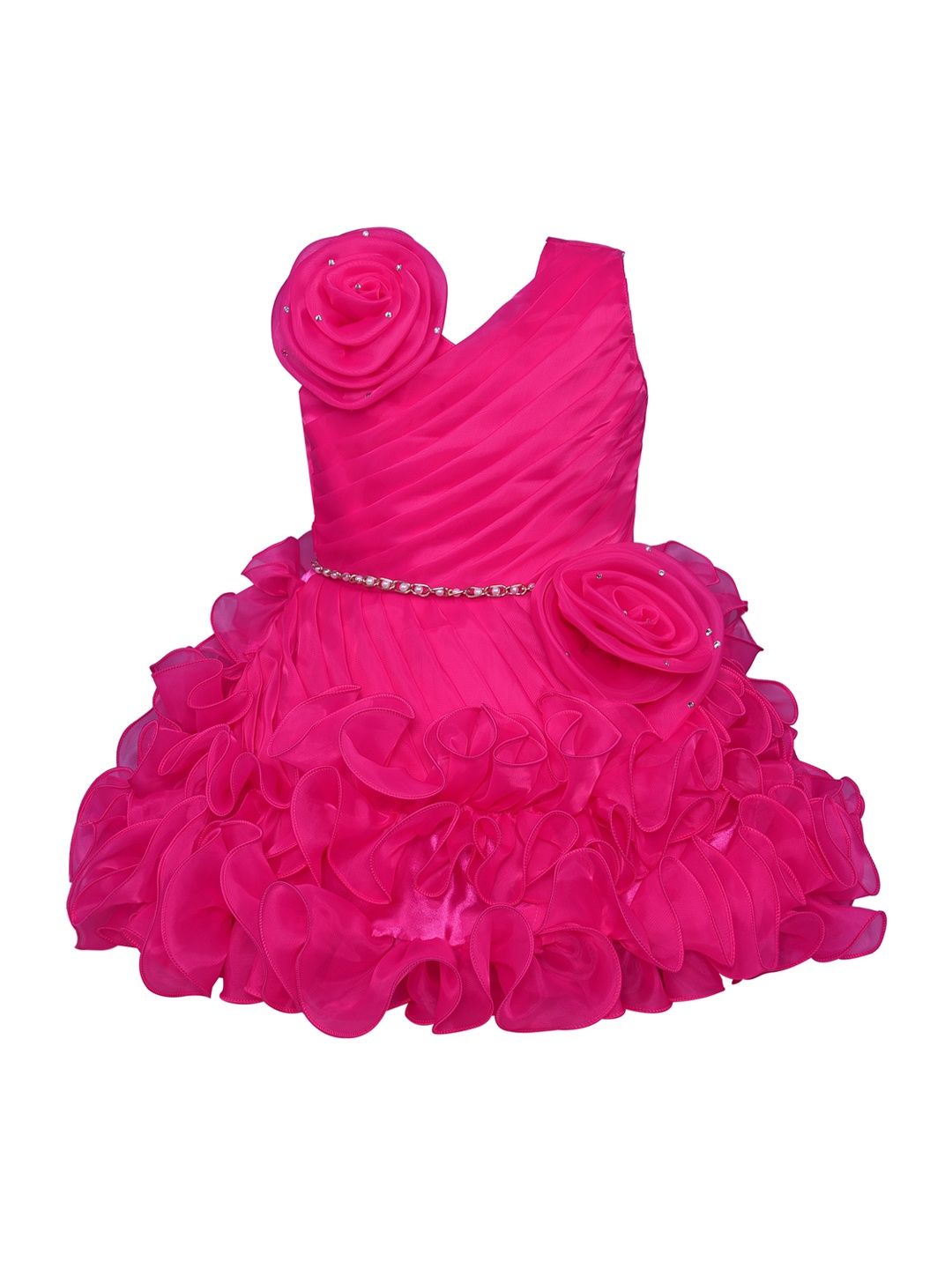 

Wish Karo Girls Solid Fuchsia Fit and Flare Dress