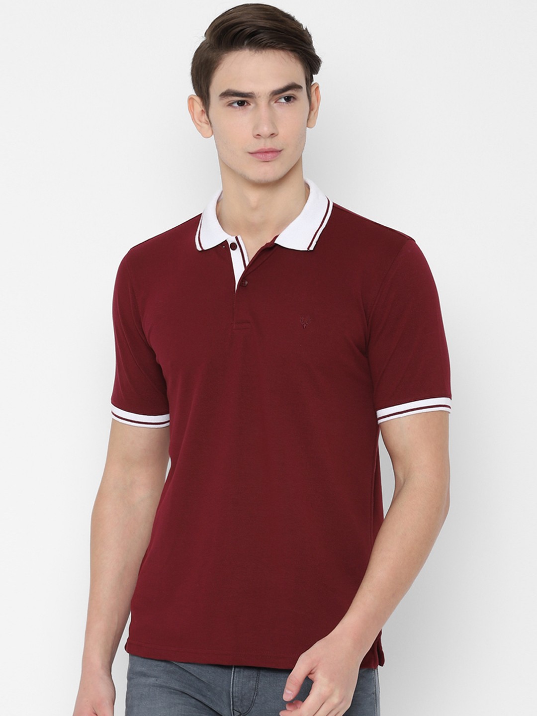 

Allen Solly Men Maroon Solid Polo Collar T-shirt