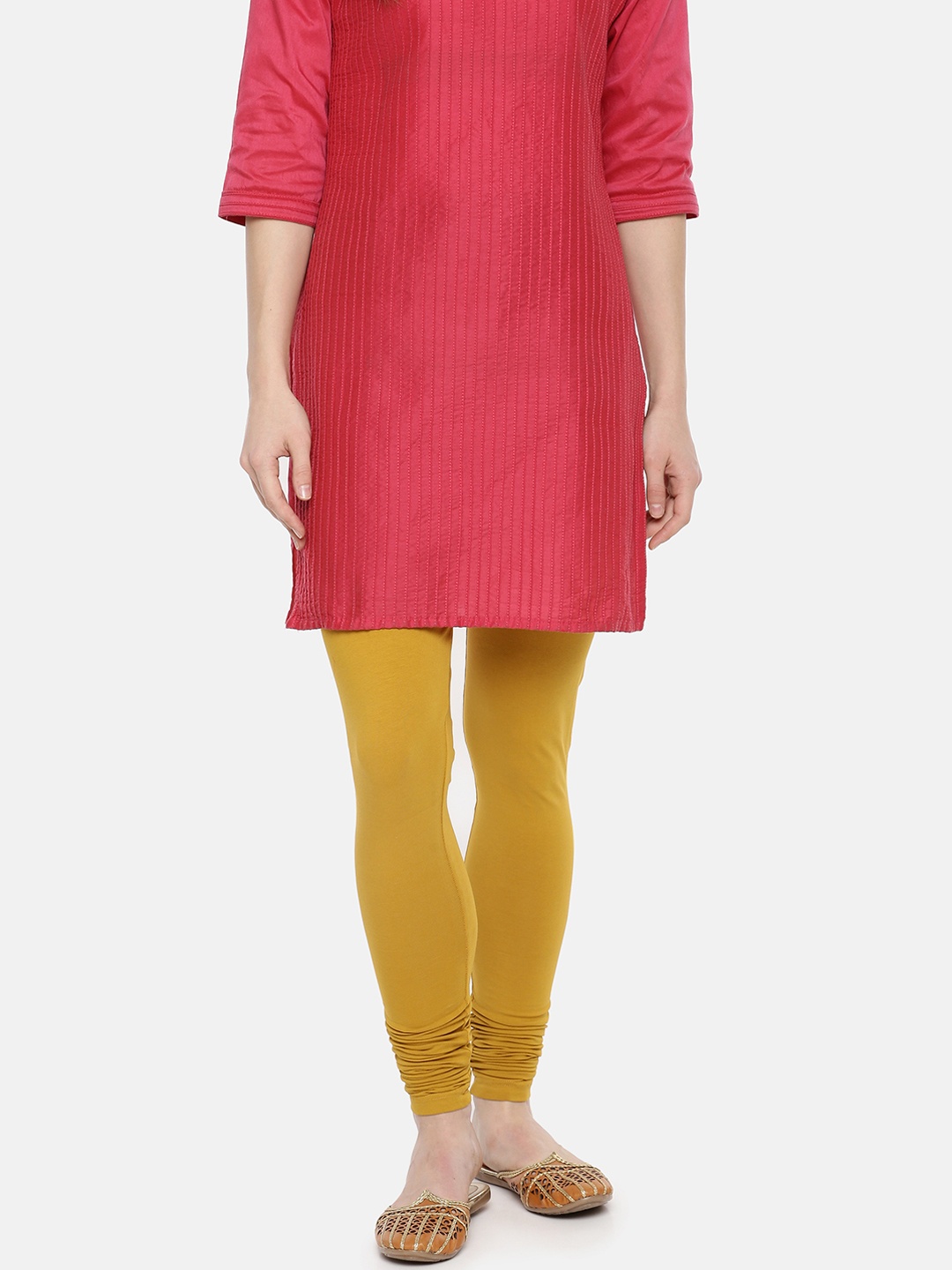

Dollar Missy Women Mustard Yellow Solid Churidar Length Leggings