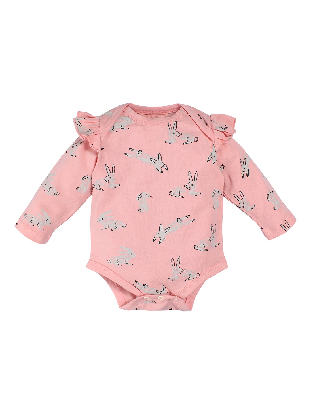 

Nino Bambino Girls Pink Printed Full Sleeve Organic Cotton Bodysuit