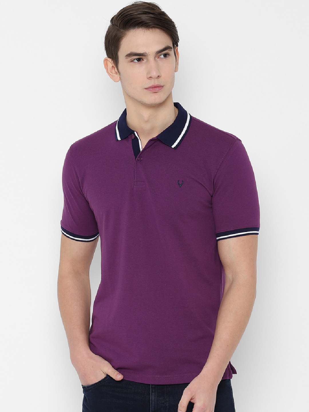 

Allen Solly Men Purple Solid Polo Collar T-shirt