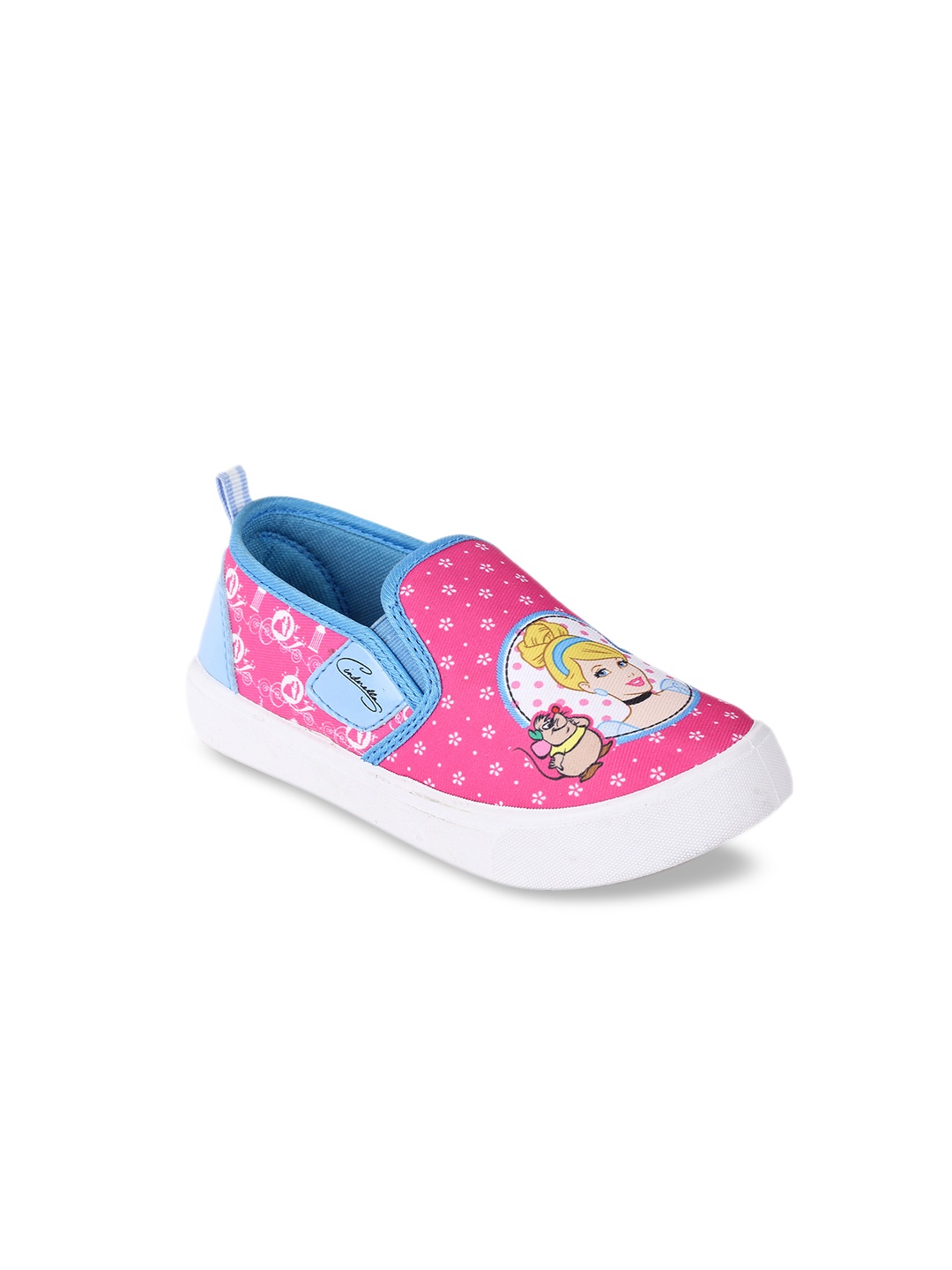 

toothless Princess Girls Pink & Blue Printed Canvas High-Top Slip-On Sneakers