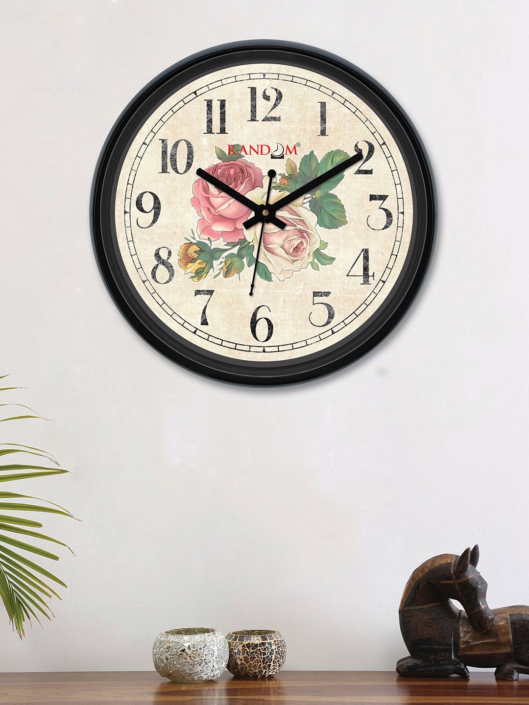 

RANDOM Cream-Coloured Round Printed Analogue Wall Clock