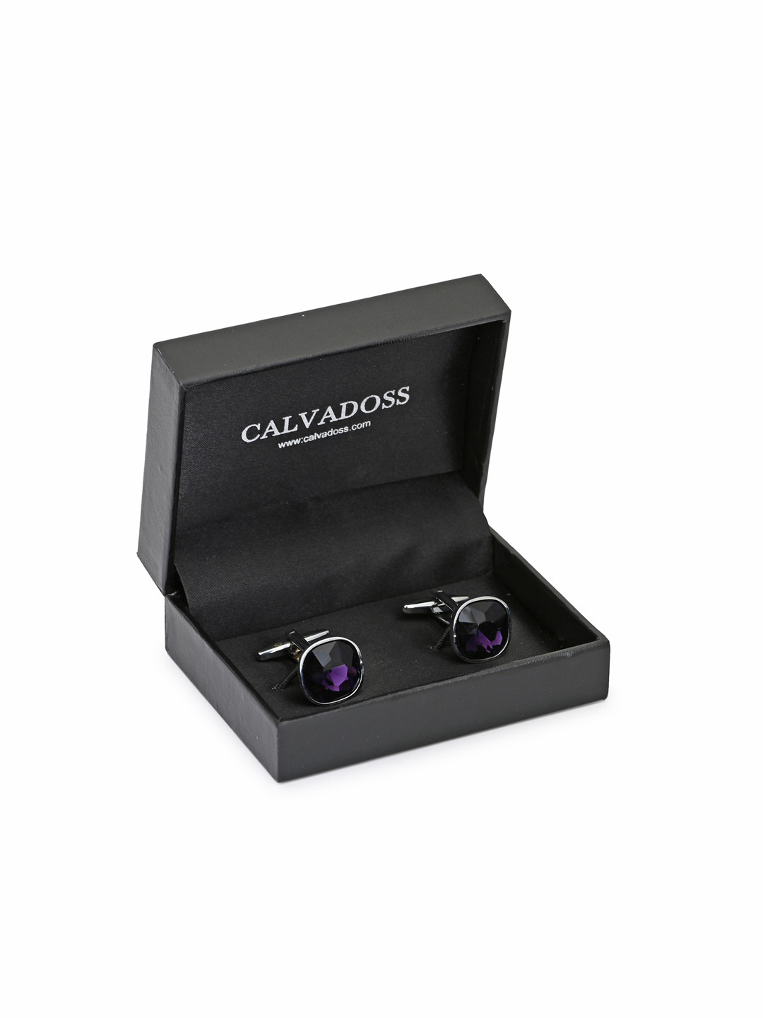 

Calvadoss Purple & Silver-Plated Square Cufflinks